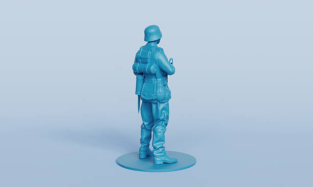 World War 2 German Soldier with Rifle Figure Toy. 3D Rendering.