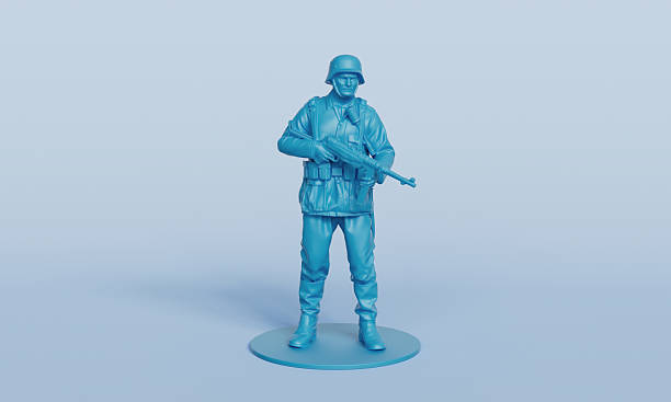 World War 2 German Soldier with Rifle Figure Toy. 3D Rendering.