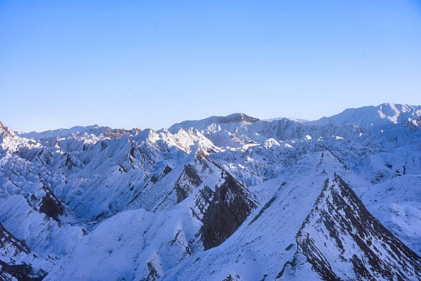 Winter wonderland in Aeugst am Albis, Switzerland, a picturesque view the snow covered Alps mountains after a fresh snowfall near Zurich
