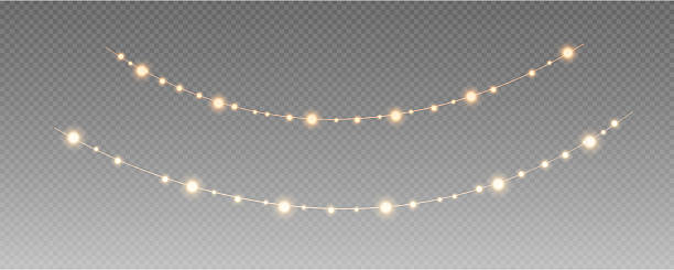 istock Christmas garland isolated on transparent background. Glowing colorful light bulbs with sparkles.Xmas, New Year, wedding or Birthday decor. Party event decoration. Winter holiday season element. 2221488114