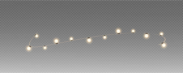 istock Christmas garland isolated on transparent background. Glowing colorful light bulbs with sparkles.Xmas, New Year, wedding or Birthday decor. Party event decoration. Winter holiday season element. 2221488133
