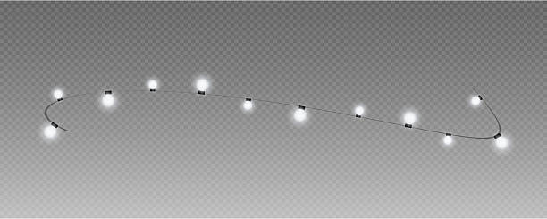 istock Christmas garland isolated on transparent background. Glowing colorful light bulbs with sparkles.Xmas, New Year, wedding or Birthday decor. Party event decoration. Winter holiday season element. 2221488148