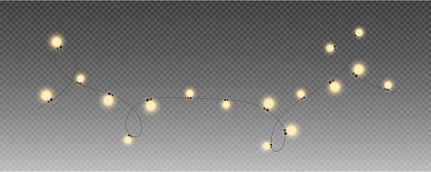 istock Christmas garland isolated on transparent background. Glowing colorful light bulbs with sparkles.Xmas, New Year, wedding or Birthday decor. Party event decoration. Winter holiday season element. 2221488159