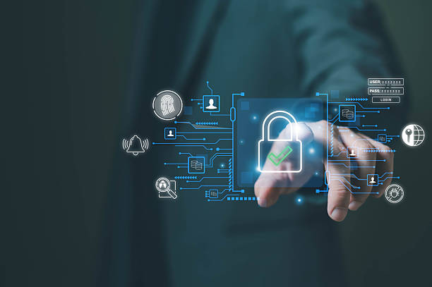 istock Business person secure technology data privacy to prevent cybercrime. Data security or PDPA compliance. Business and financial information data encryption and authentication. 2221491210