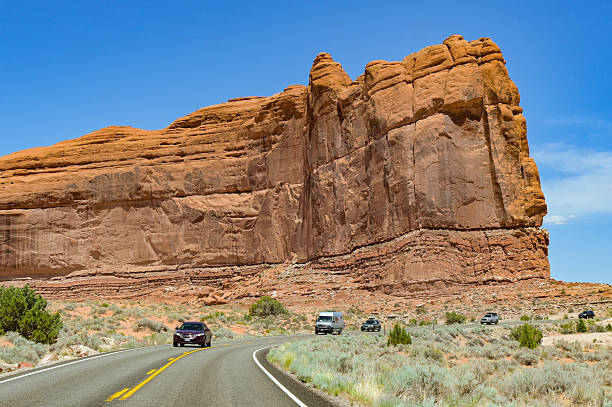 Scenic byway UT-12 across red sandstone between Escalante and Boulder in southern Utah