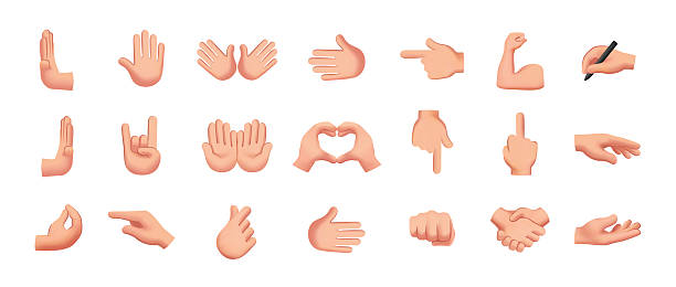 Hands Icon Set. Handshake, hello, bicep, fist, heart and peace emojis and stickers. Different gestures. Design for social networks. Cartoon 3D vector illustration collection Hands Icon Set. Handshake, hello, bicep, fist, heart and peace emojis and stickers. Different gestures. Design for social networks. Cartoon 3D vector illustration collection isolated on background hand shaking emoji stock illustrations