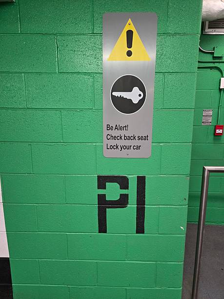 Car Safety Warning Sign in Parking Garage Level P1