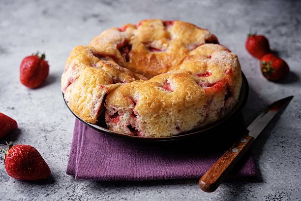 istock Cake with strawberries in a plate 2221530145