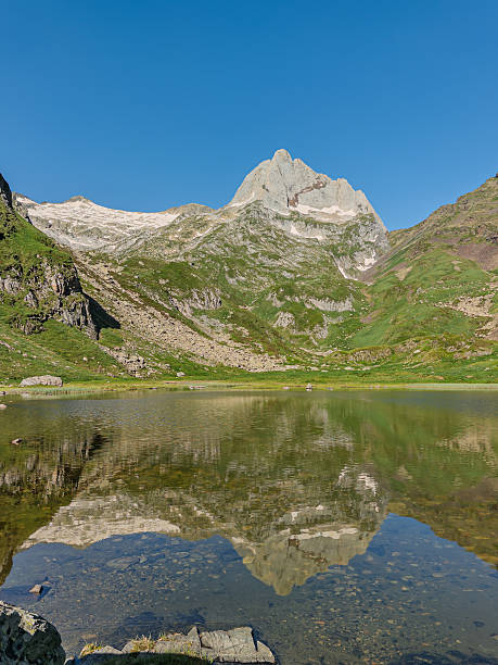 istock Peak reflecting in a mountain lake in the pyrenees 2221531628