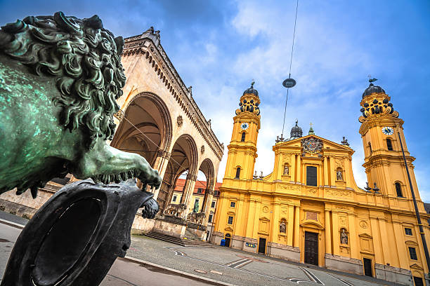 Munich,  Germany.  Scenic architecture of Odeonsplatz square in Munich view