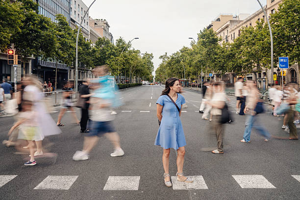 Woman walking on a crosswalk