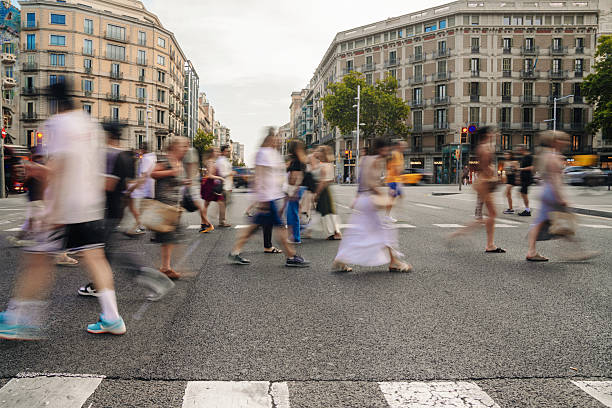 istock Pedestrian crossing in Barcelona 2221542106