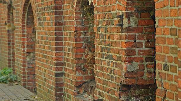 istock Old Military Fortifications with Ruined Historical Red Brick Wall 2221547330