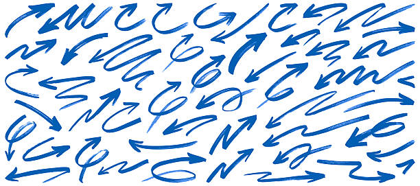 Blue marker pen arrows vector art illustration