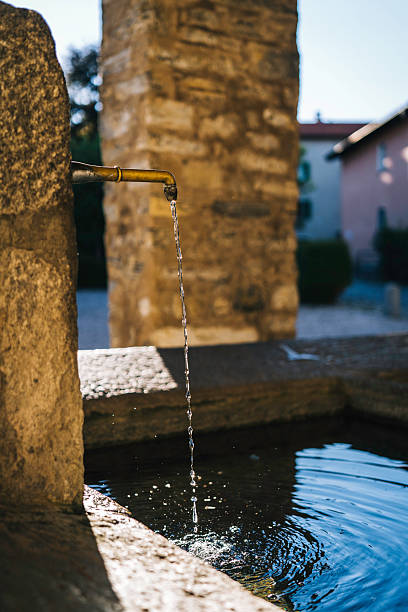 Water fountain in town square, Monte Bre, Ticino