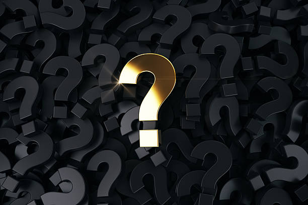 istock Golden Single Question Mark Symbol on a Stack of  Black Colored Question Mark Symbols. 2221565357