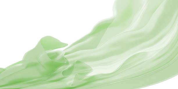 istock Luxury transparency green fabric in the wind on white background with copy space 3d render 2221579023