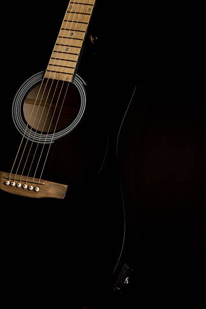 istock black guitar on a dark background. a shadow. the background. close-up. side view. 2221596211