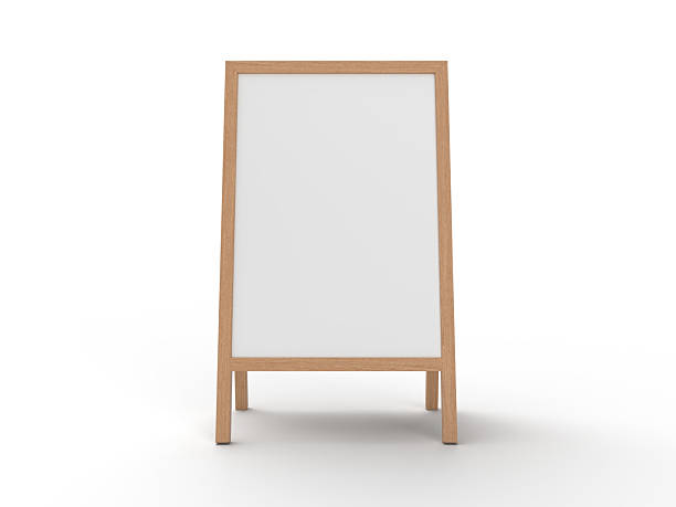 istock 3D Realistic floor wood standing folding sandwich board mockup. Blank portable vertical info placard sign holder stand for welcome sign, greeting, banner, ads, showcase, sidewalk or caution sign 2221601334