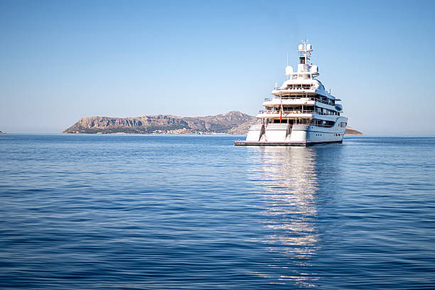 Luxury yacht in the sea: August 18, 2024 from Mediterranean Sea, Antalya Turkey