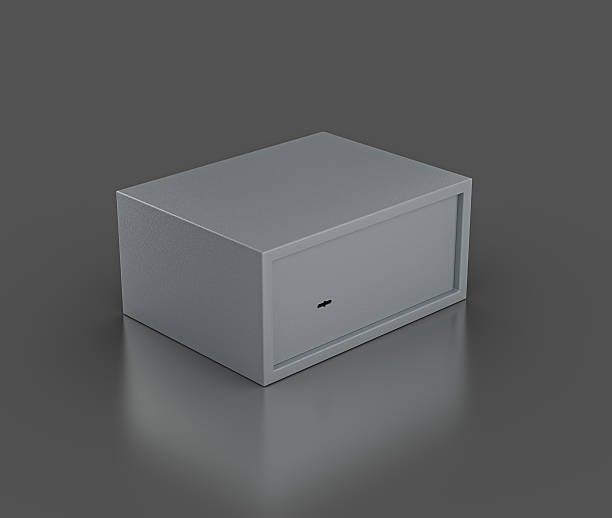 istock Closed Steel Safe Locker With A Gray Finish For Secure Storage On Gray Background 3D Illustration 2221609827