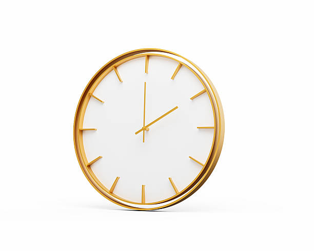istock Minimalistic Golden Frame Wall Clock 02:00 Two O'Clock 2:00 For Modern Interiors 3D Illustration 2221609899