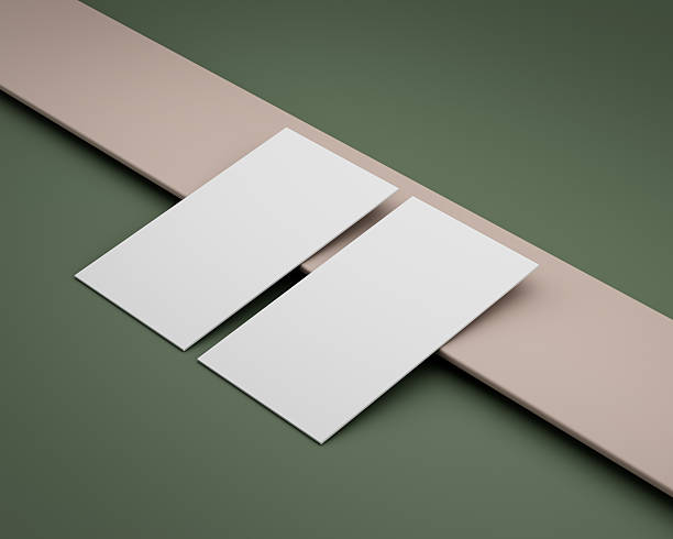 istock Two Blank White Business Card Mockups Are Placed On Beige Rectangular Surface 3D Illustration 2221616785