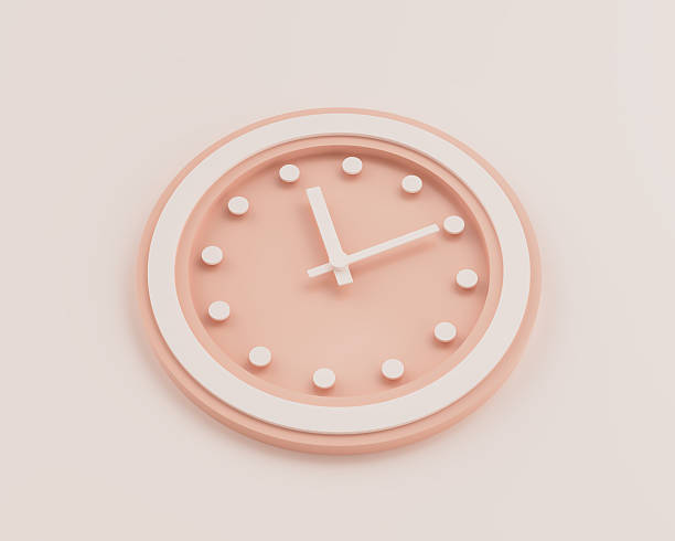 istock Minimalist Pastel Pink And White Rounded Wall Clock 11:10 Eleven Ten 23:10 Time 3D Illustration 2221616801