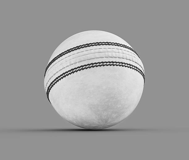 istock 3D White Leather Stitched ODI One Day International Cricket Ball On Grey Background 3D Illustration 2221616892