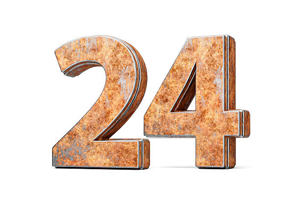 istock Number Twenty Four 24 Digit Made Of Old Rusty Iron Metal Texture On White Background 3d Illustration 2221616926