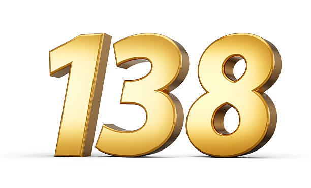 istock 3d number 138 one hundred thirty eight Gold text isolated on white background with reflection 3d illustration 2221616935