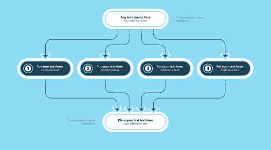 Divided Process Box Process Flow Diagram Divided Into Four Options Blue Version Stock ...
