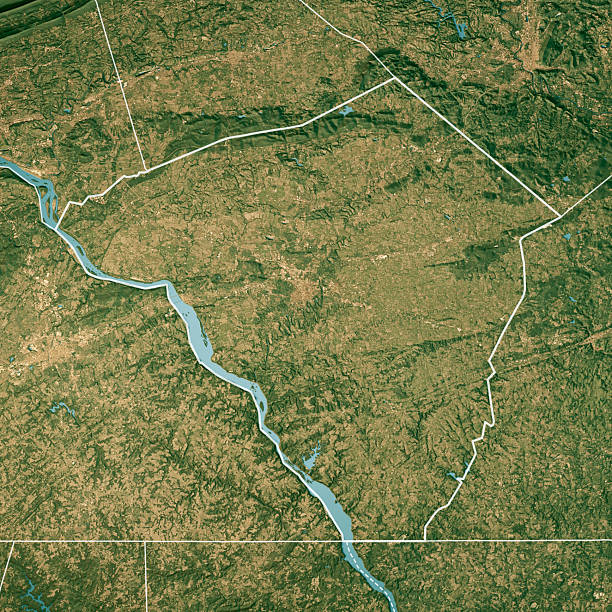 istock Lancaster County PA Satellite Topographic Map 3D Render True Color Border 2221622347