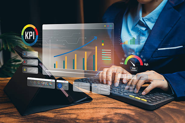 istock Professional Business Analysis with Digital Screen and Interactive Charts Displaying Key Performance Indicators 2221624955
