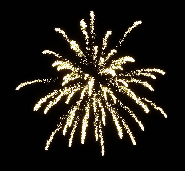 Shimmering golden fireworks celebration clipart on black backgrounds 3d rendering