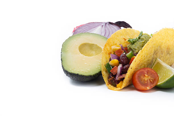 Vegan mexican Taco with beans and guacamole