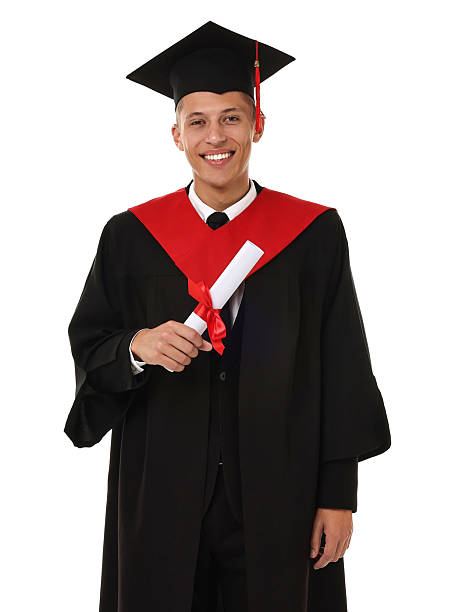 istock Happy student with diploma after graduation on white background 2221639077