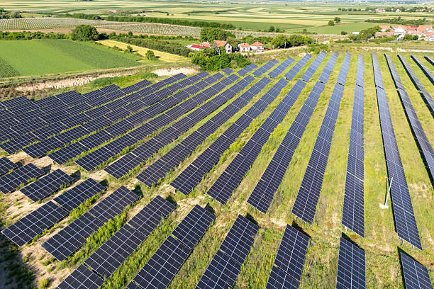 istock Aerial view of solar power station. 2221641393