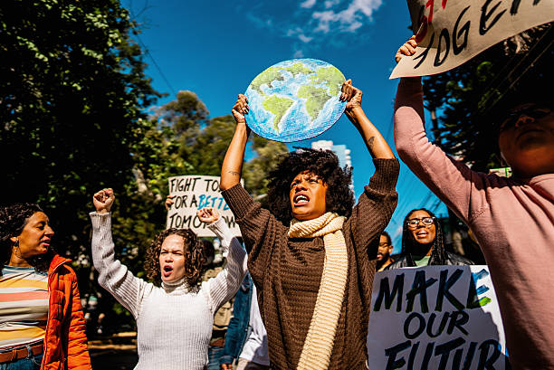 istock Environmentalists protesting at city street 2221656258