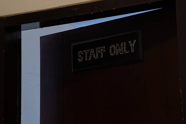 istock Restricted access sign indicating area for authorized staff members only 2221664329