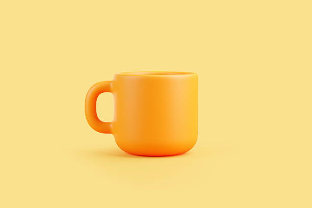 istock Orange Coffee Mug 3D Illustration on Yellow Background 2221664437