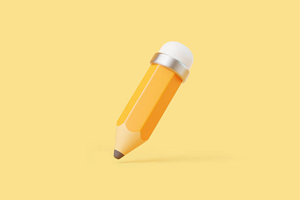 istock 3D Yellow Pencil with Eraser on Pastel Yellow Background 2221664451