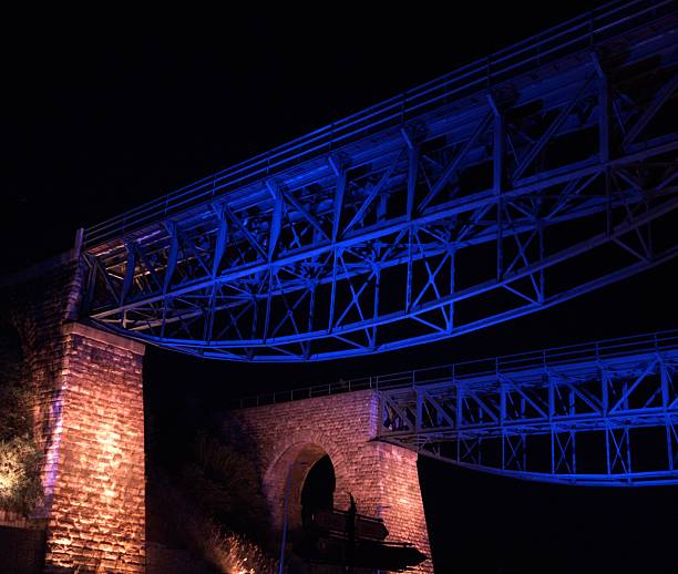 Viaduct at night in Biatorbagy, Hungary 2025