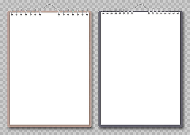 istock Realistic illustration of clean white notepad sheets with metal rings and shadows. Great for mockups or design presentations. 2221684425