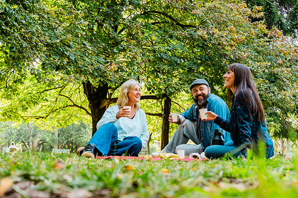 istock Friends enjoying picnic in a public park 2221689956