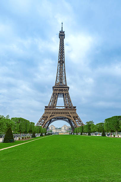 View through Eiffel Tower in Paris, France