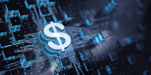Digital dollar concepts. 3D render