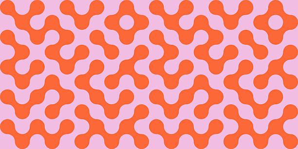 Seamless Retro Metaball Pattern — Abstract 70s Style Organic Dots Background in Orange and Pink