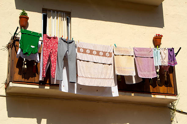 istock Balconies with clothes hanging in the sun 2221695749