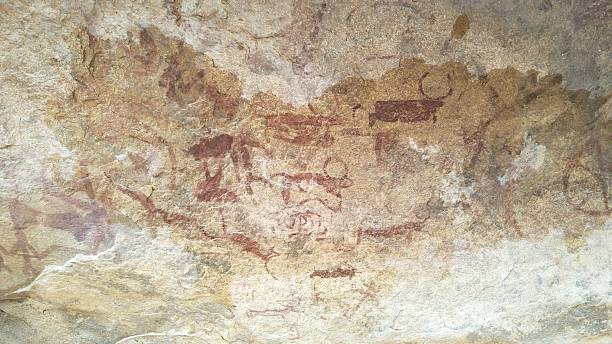 istock Ancient Rock painting made by cave man in India 2221703073